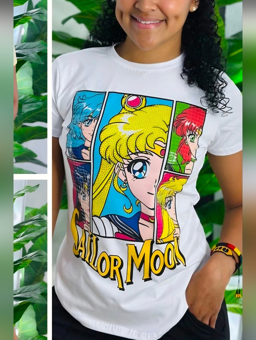 Sailor Moon Graphic Tee — White with Vibrant Pop Art